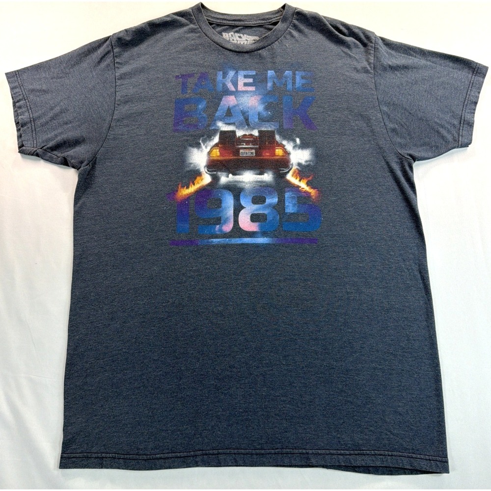 Back To The Future Shirt Mens Large Gray Take Me Back 1985 Graphic Movie Tee